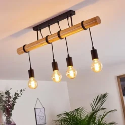 Luminaires Scandinaves-hofstein Plafonnier Yaak Bois clair, Noir, 4 lumières