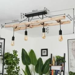 Lampes Vintages & Rétros-hofstein Plafonnier Yaak Brun, Noir, 4 lumières