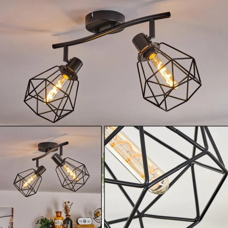 hofstein Plafonnier Yaak Noir, 2 lumières