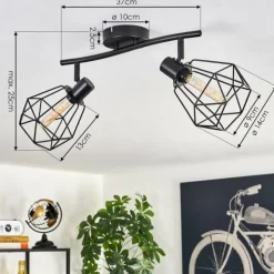 hofstein Plafonnier Yaak Noir, 2 lumières