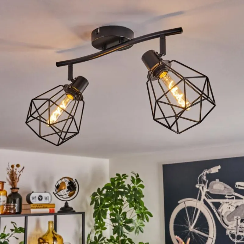 hofstein Plafonnier Yaak Noir, 2 lumières