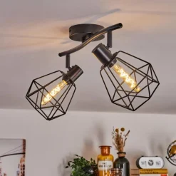 hofstein Plafonnier Yaak Noir, 2 lumières