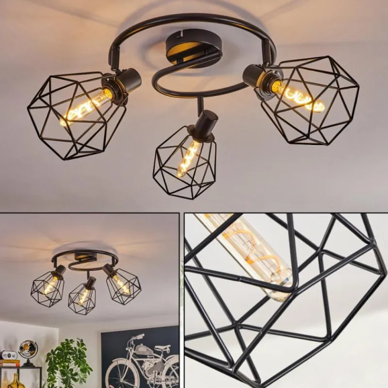 hofstein Plafonnier Yaak Noir, 3 lumières