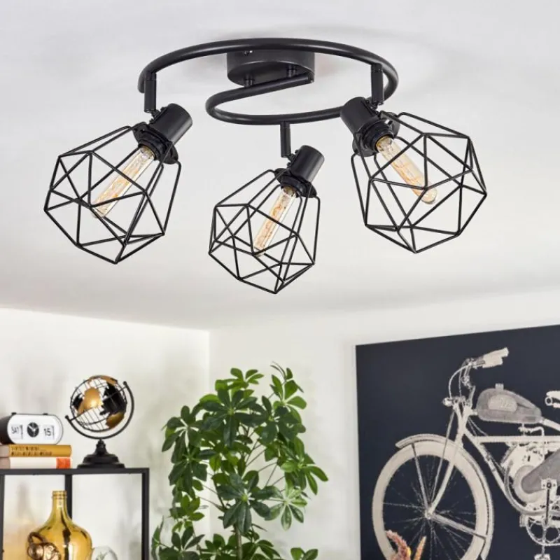 hofstein Plafonnier Yaak Noir, 3 lumières