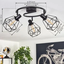 hofstein Plafonnier Yaak Noir, 3 lumières