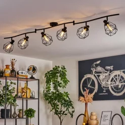 hofstein Plafonnier Yaak Noir, 6 lumières