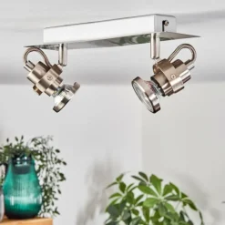 hofstein Plafonnier Yometchen LED Nickel mat, 2 lumières