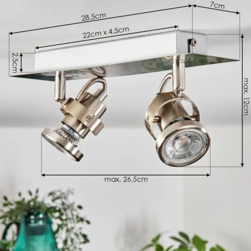 hofstein Plafonnier Yometchen LED Nickel mat, 2 lumières