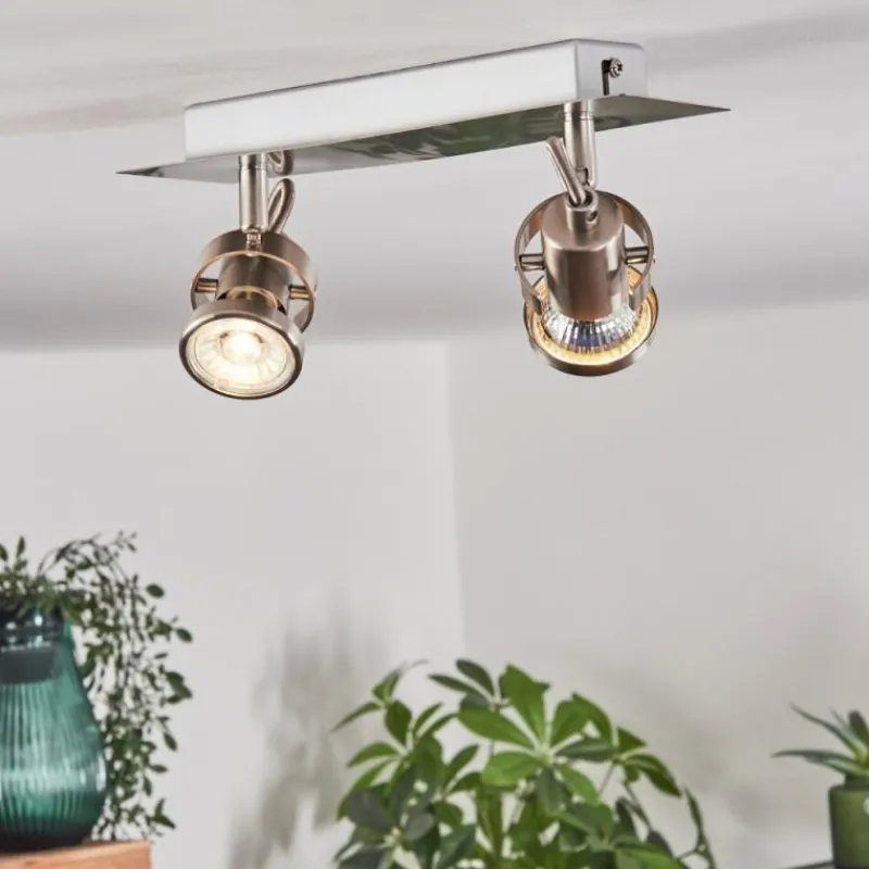 hofstein Plafonnier Yometchen LED Nickel mat, 2 lumières