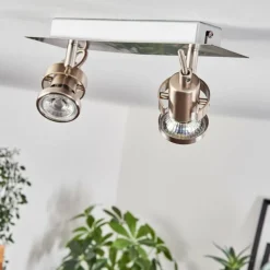 hofstein Plafonnier Yometchen LED Nickel mat, 2 lumières