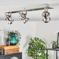 hofstein Plafonnier Yometchen LED Nickel mat, 3 lumières