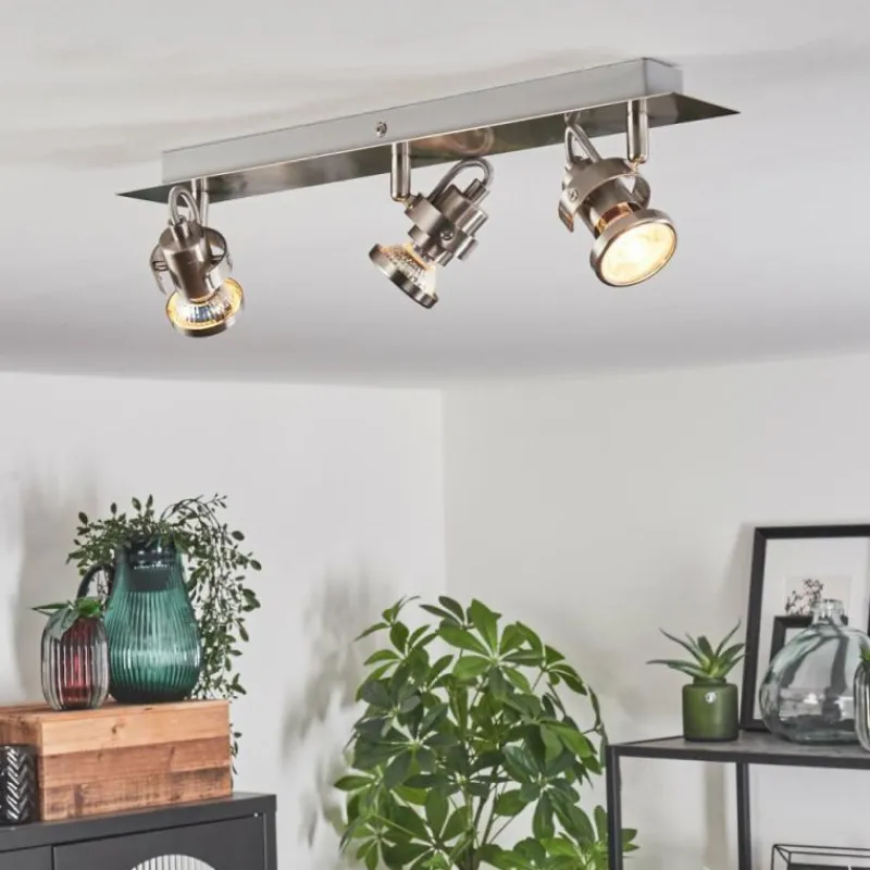 hofstein Plafonnier Yometchen LED Nickel mat, 3 lumières