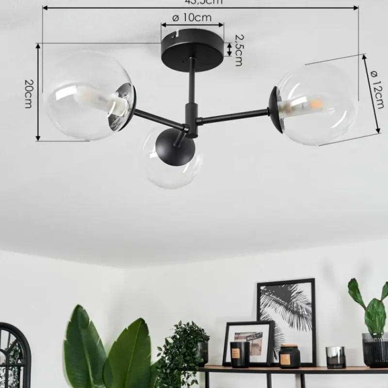 hofstein Plafonnier Yucao Noir, 3 lumières