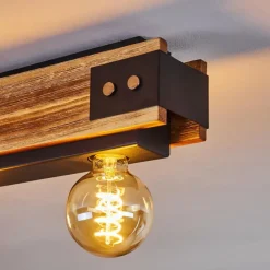 Lampes Vintages & Rétros-hofstein Plafonnier Yuma Bois foncé, Noir, 4 lumières