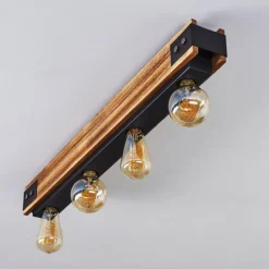 Lampes Vintages & Rétros-hofstein Plafonnier Yuma Bois foncé, Noir, 4 lumières