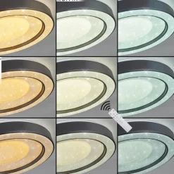 hofstein Plafonnier Zeballos LED Blanc, 1 lumière, Télécommandes, Changeur de couleurs