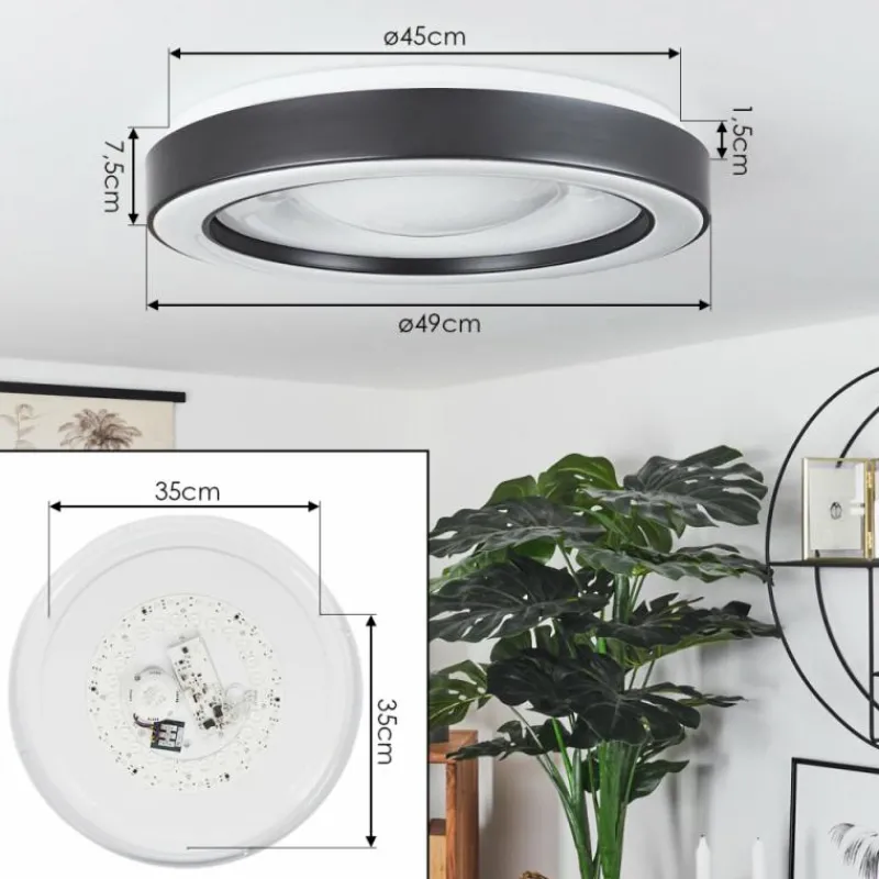 hofstein Plafonnier Zeballos LED Blanc, 1 lumière, Télécommandes, Changeur de couleurs