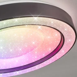 hofstein Plafonnier Zeballos LED Blanc, 1 lumière, Télécommandes, Changeur de couleurs