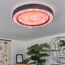 hofstein Plafonnier Zeballos LED Blanc, 1 lumière, Télécommandes, Changeur de couleurs