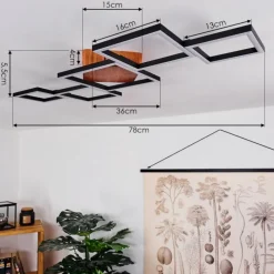 Lampes En Bois-hofstein Plafonnier Zocca LED Brun, Bois foncé, 1 lumière