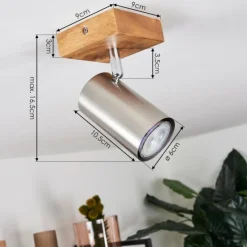 hofstein Plafonnier Zuoz Bois clair, 1 lumière