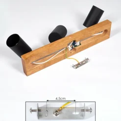 hofstein Plafonnier Zuoz Bois clair, 3 lumières