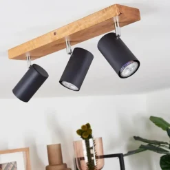 hofstein Plafonnier Zuoz Bois clair, 3 lumières