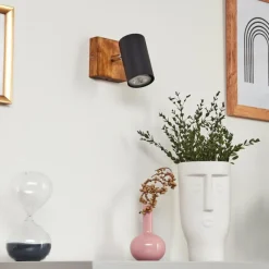 hofstein Plafonnier Zuoz Bois clair, 1 lumière