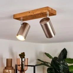 Lampes Vintages & Rétros-hofstein Plafonnier Zuoz Bois clair, 2 lumières