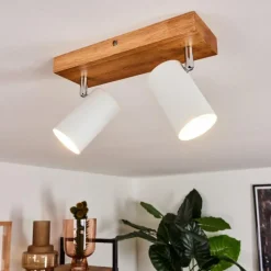 Lampes Vintages & Rétros-hofstein Plafonnier Zuoz Bois clair, 2 lumières