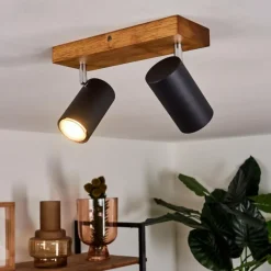 Lampes Vintages & Rétros-hofstein Plafonnier Zuoz Bois clair, 2 lumières