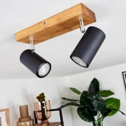 Lampes Vintages & Rétros-hofstein Plafonnier Zuoz Bois clair, 2 lumières