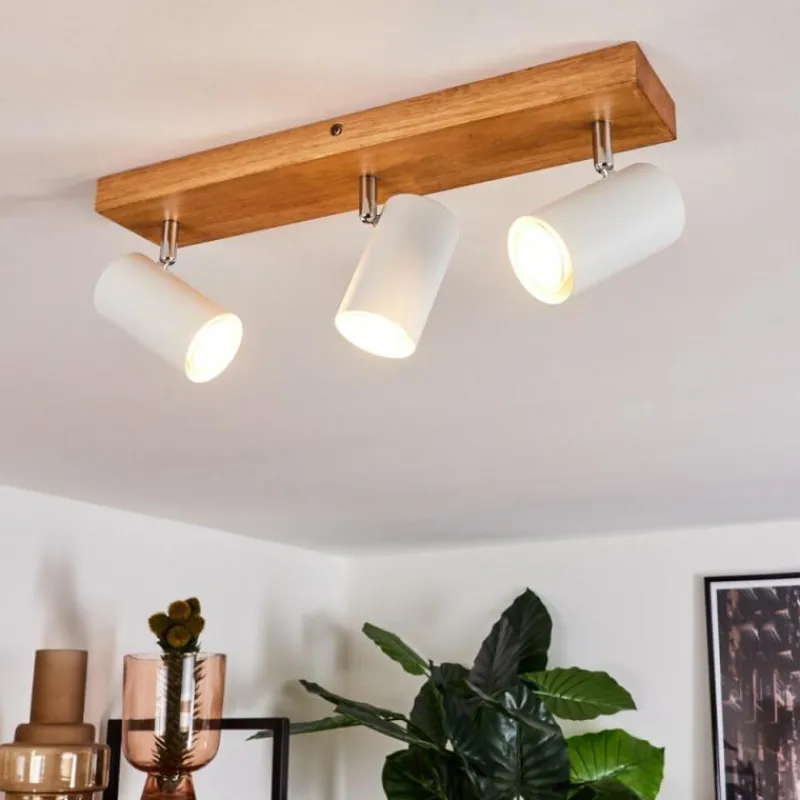 hofstein Plafonnier Zuoz Bois clair, 3 lumières
