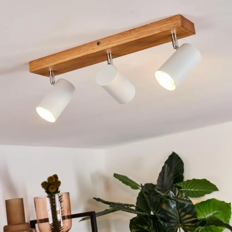 hofstein Plafonnier Zuoz Bois clair, 3 lumières