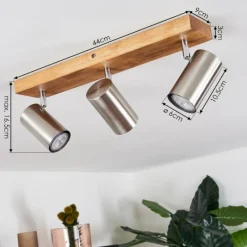 hofstein Plafonnier Zuoz Bois clair, 3 lumières