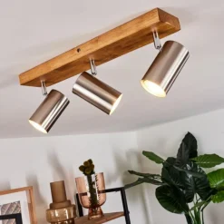 hofstein Plafonnier Zuoz Bois clair, 3 lumières