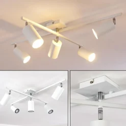 hofstein Plafonnier Zuoz Chrome, Blanc, 5 lumières