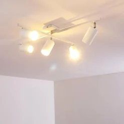 hofstein Plafonnier Zuoz Chrome, Blanc, 5 lumières