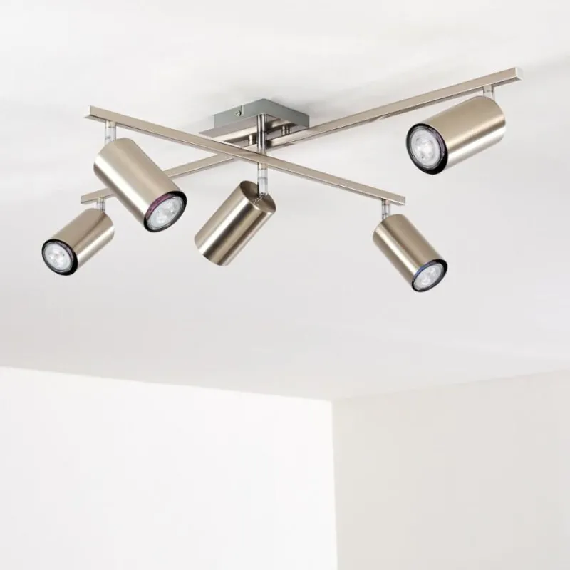 hofstein Plafonnier Zuoz Chrome, Nickel mat, 5 lumières