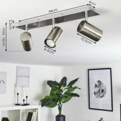 hofstein Plafonnier Zuoz Chrome, Nickel mat, 3 lumières