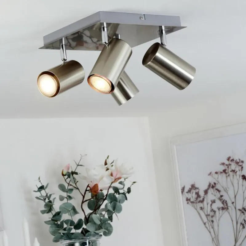 hofstein Plafonnier Zuoz Chrome, Nickel mat, 4 lumières