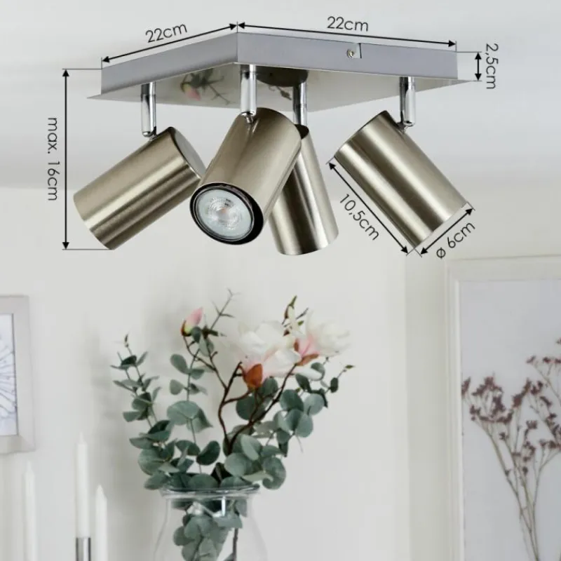 hofstein Plafonnier Zuoz Chrome, Nickel mat, 4 lumières