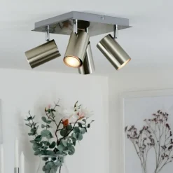 hofstein Plafonnier Zuoz Chrome, Nickel mat, 4 lumières