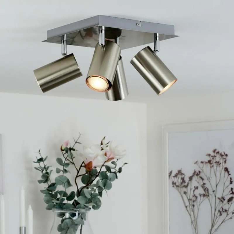 hofstein Plafonnier Zuoz Chrome, Nickel mat, 4 lumières