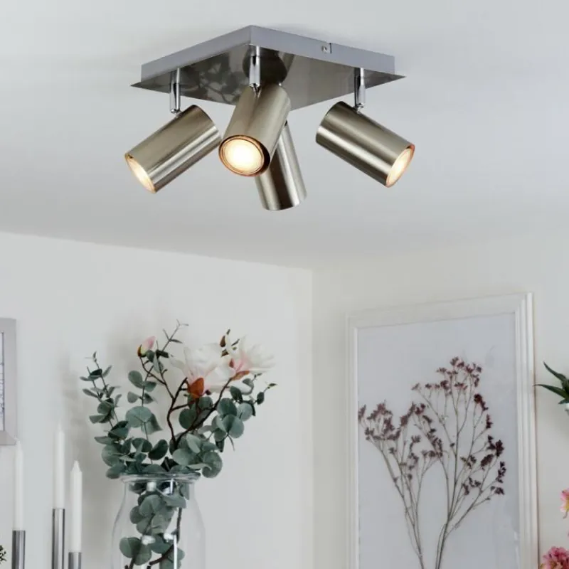 hofstein Plafonnier Zuoz Chrome, Nickel mat, 4 lumières