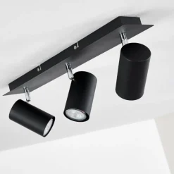 hofstein Plafonnier Zuoz Chrome, Noir, 3 lumières