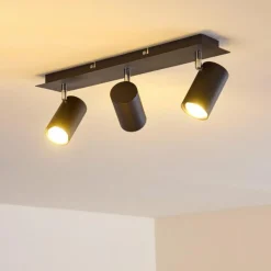 hofstein Plafonnier Zuoz Chrome, Noir, 3 lumières