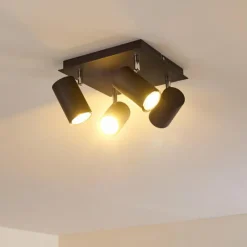 hofstein Plafonnier Zuoz Chrome, Noir, 4 lumières