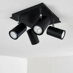 hofstein Plafonnier Zuoz Chrome, Noir, 4 lumières