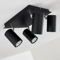 hofstein Plafonnier Zuoz Chrome, Noir, 4 lumières